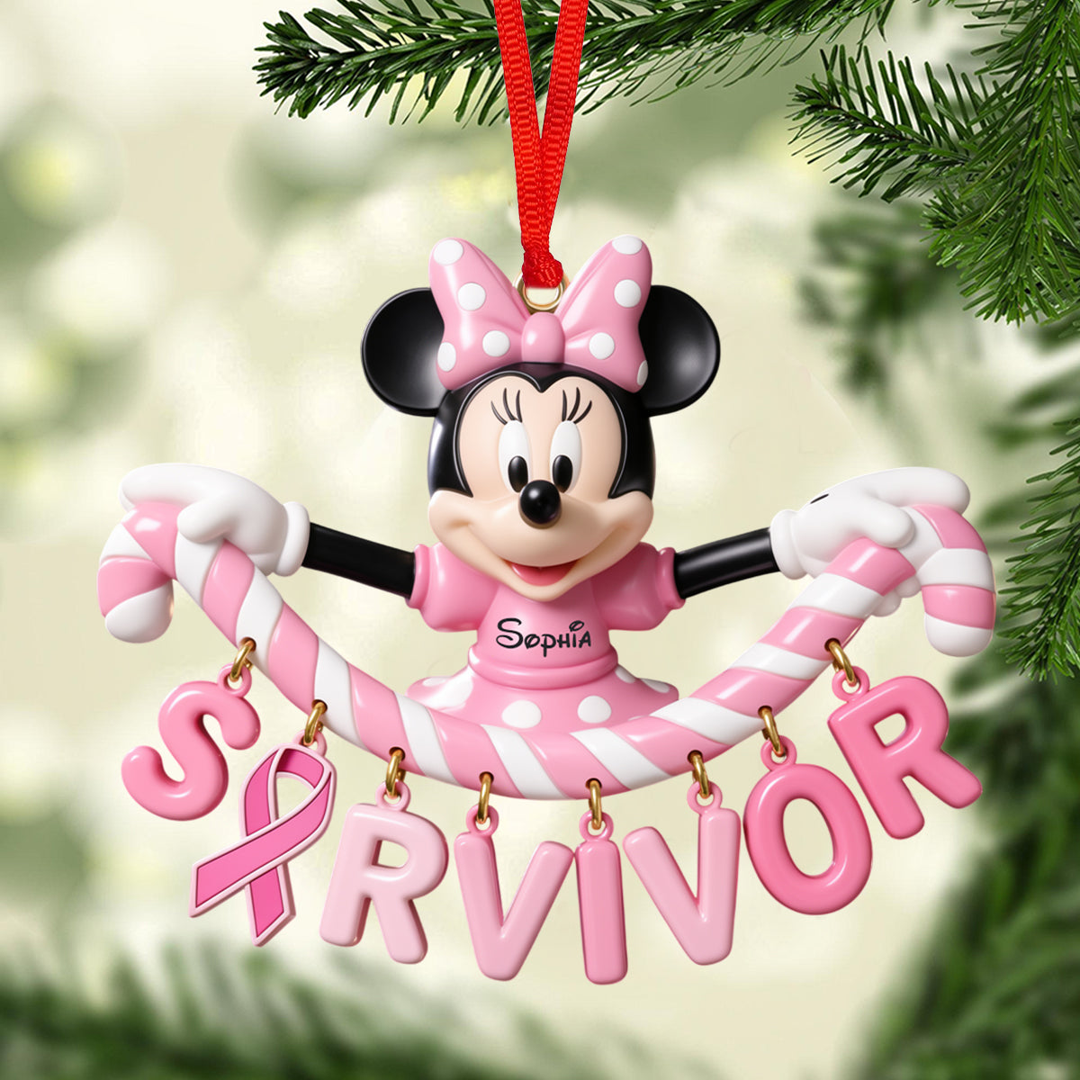 The Survivor - Personalized Breast Cancer Awareness Ornament With Charm