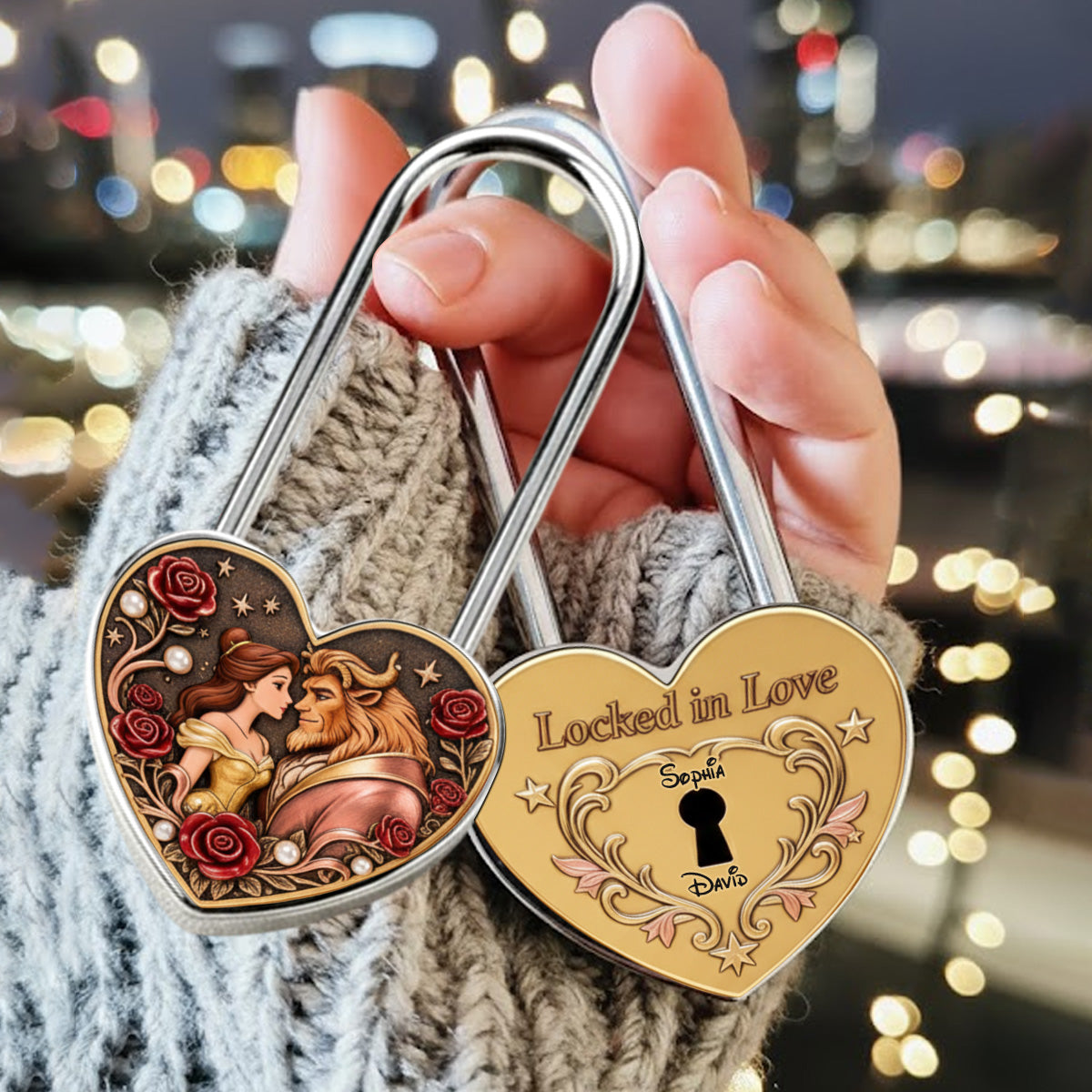 Locked In Love - Personalized Beauty And The Beast Heart Padlock
