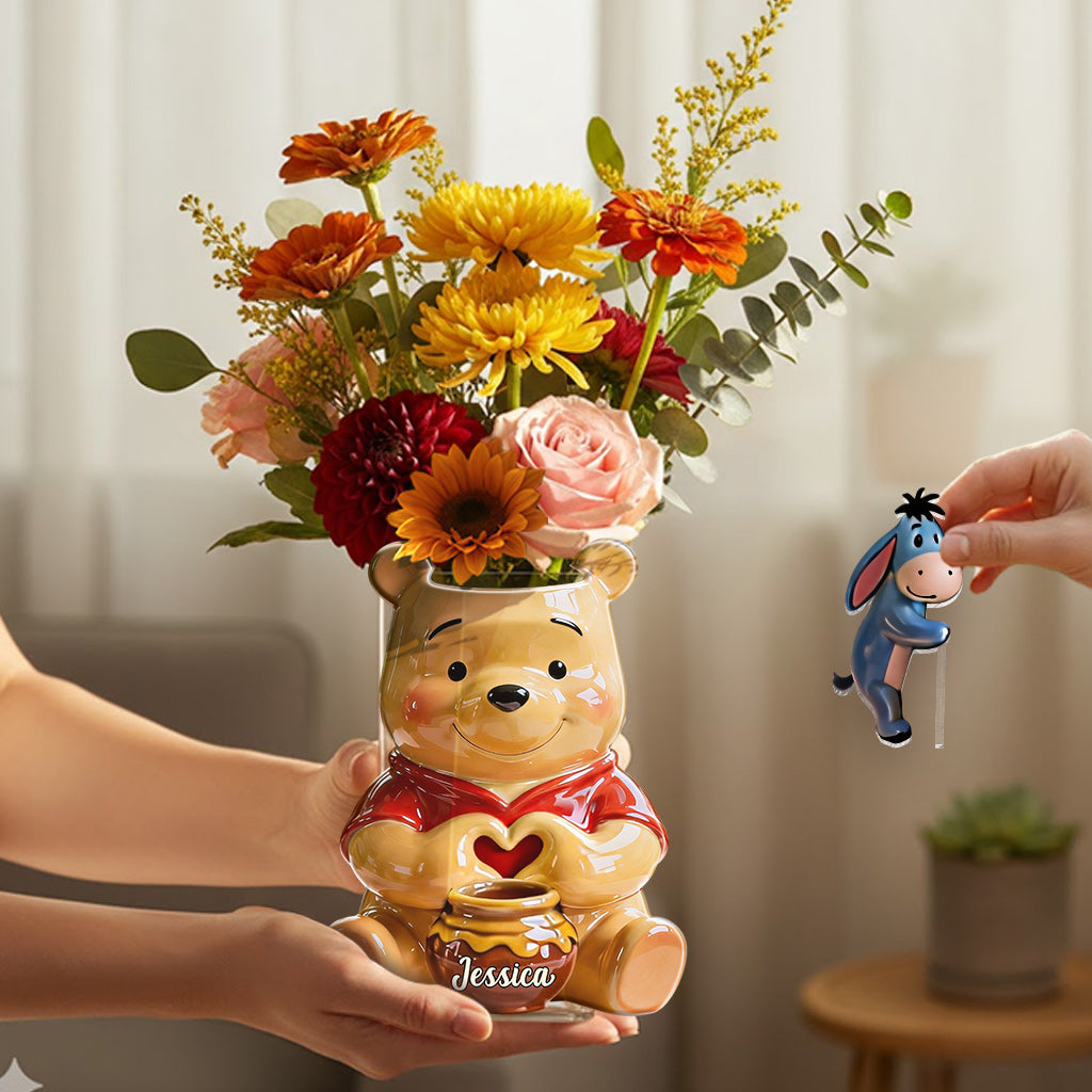 Honey Bear - Personalized Yellow Bear Acrylic Pot & Stake