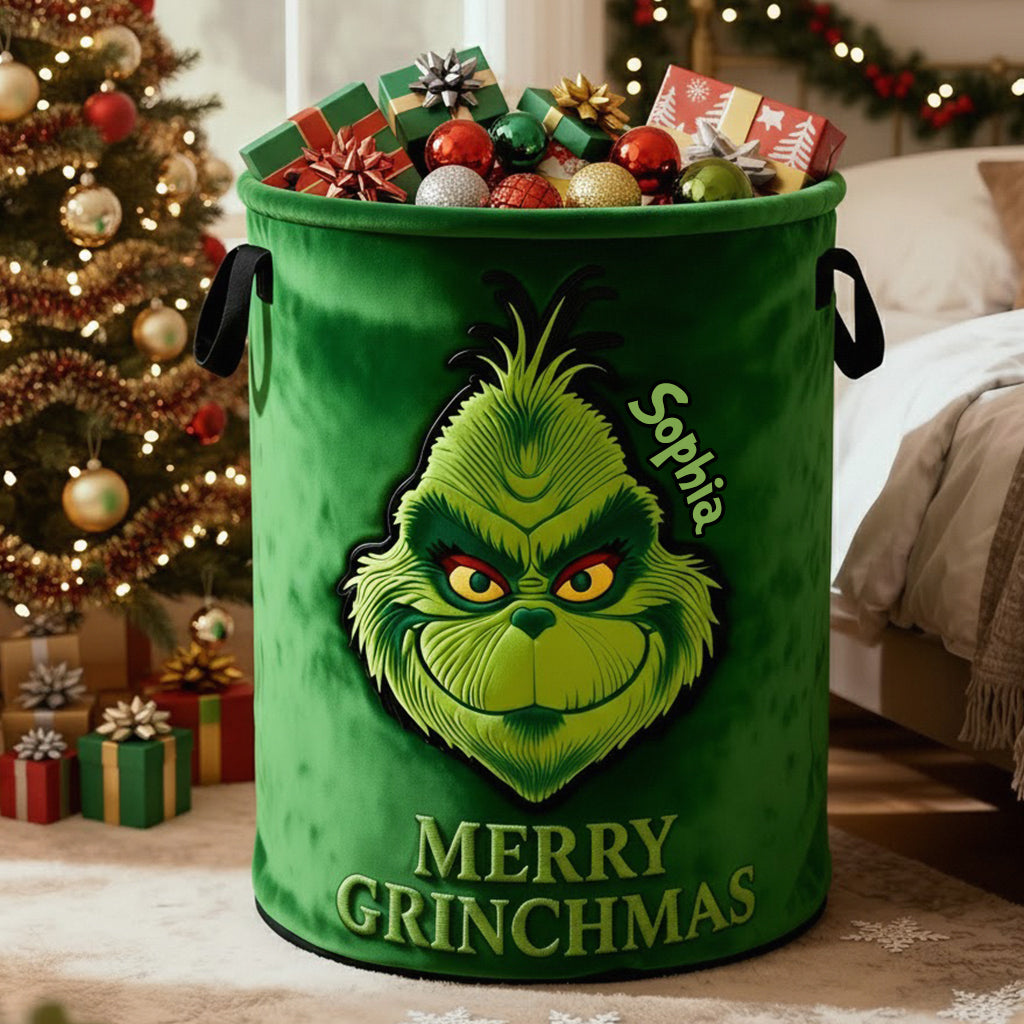 Merry Grinchmas - Personalized Stole Christmas Storage Basket
