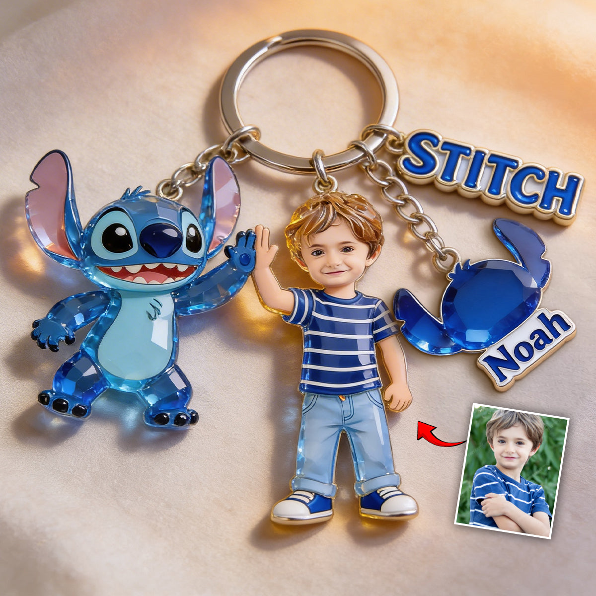 Ohana Custom From Photo - Personalized Ohana Premium Keychain With Charms
