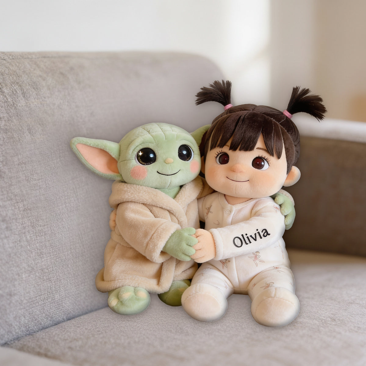 Cute Galaxy Alien - Personalized The Force Premium Faux Fur Pillow