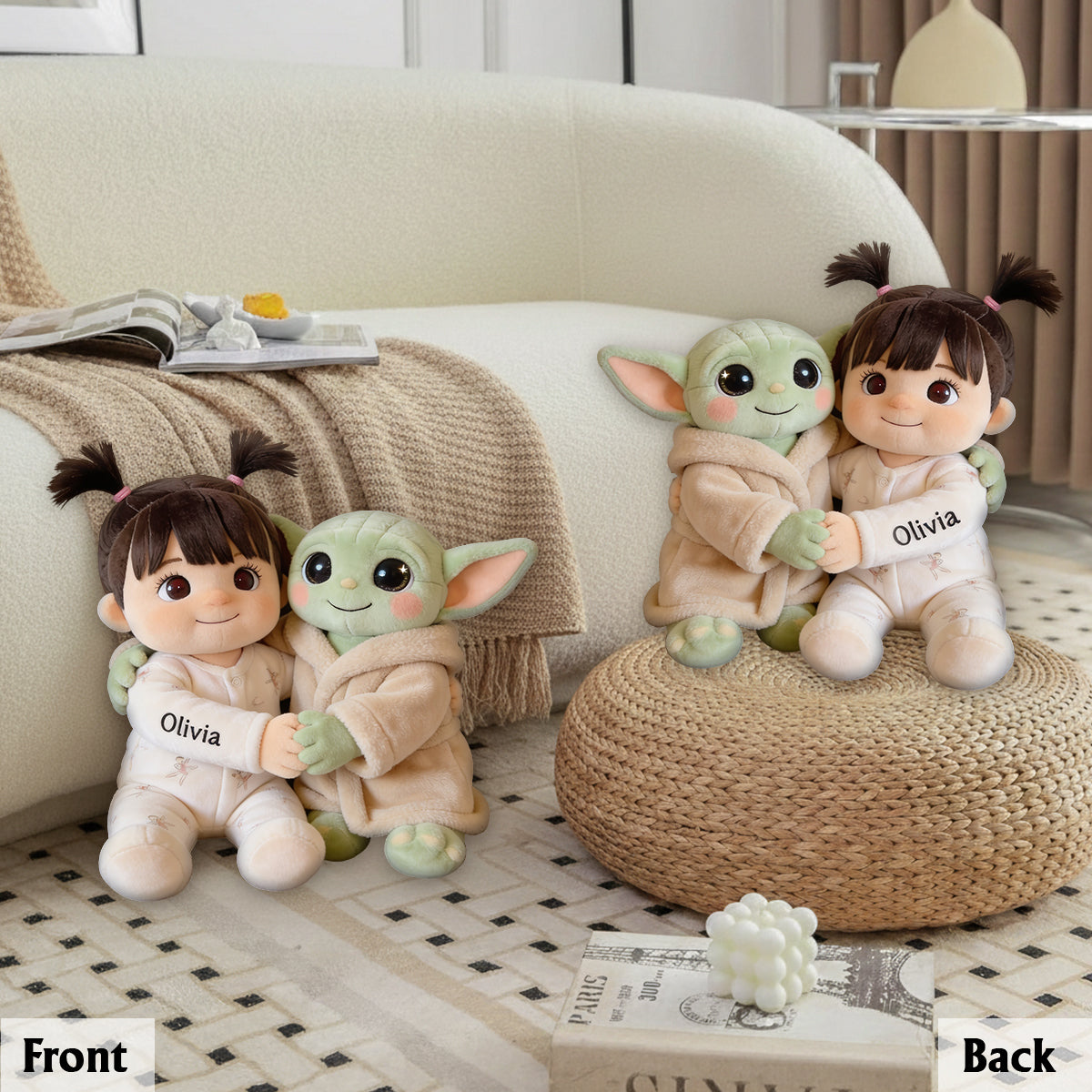 Cute Galaxy Alien - Personalized The Force Premium Faux Fur Pillow
