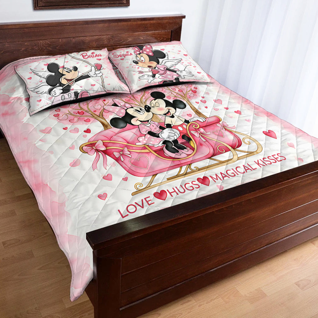 Main Street Sweethearts Pink - Personalized Mouse Quilt Set