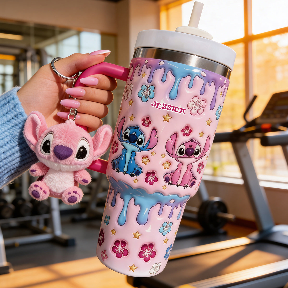 Ohana Cartoon Monster - Personalized Ohana Tumbler With Plush Charm