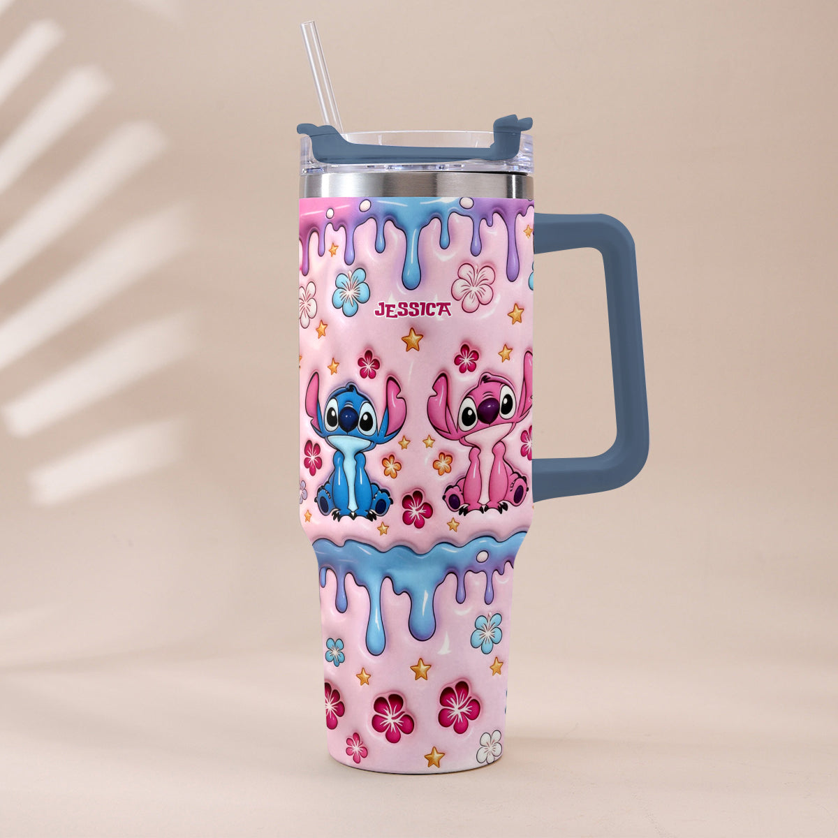 Ohana Cartoon Monster - Personalized Ohana Tumbler With Plush Charm