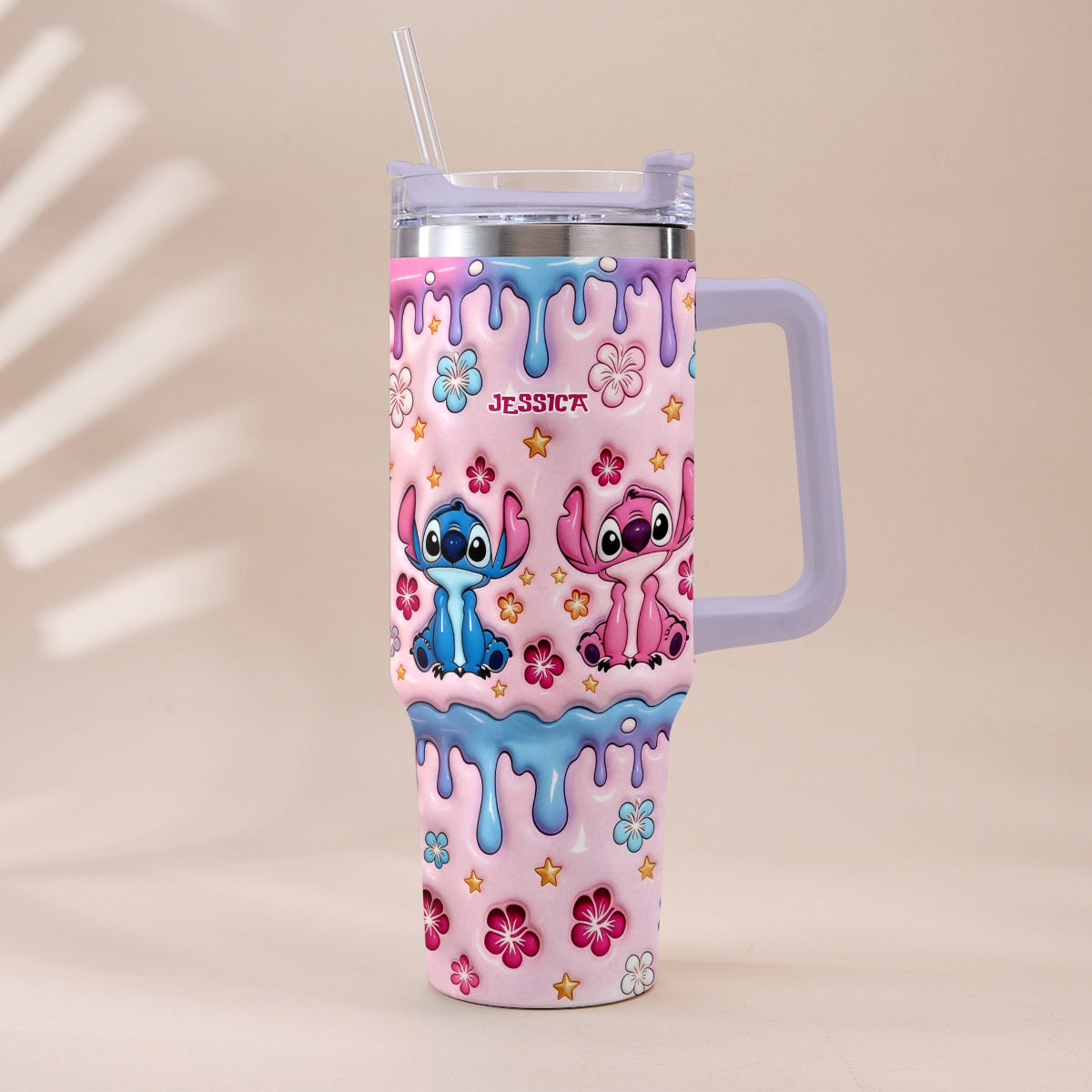Ohana Cartoon Monster - Personalized Ohana Tumbler With Plush Charm