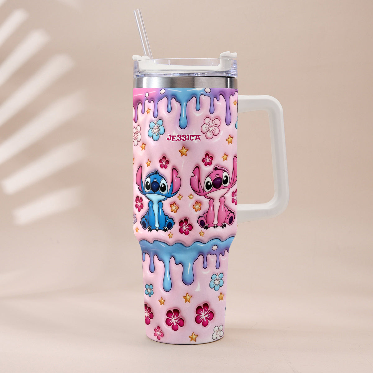Ohana Cartoon Monster - Personalized Ohana Tumbler With Plush Charm
