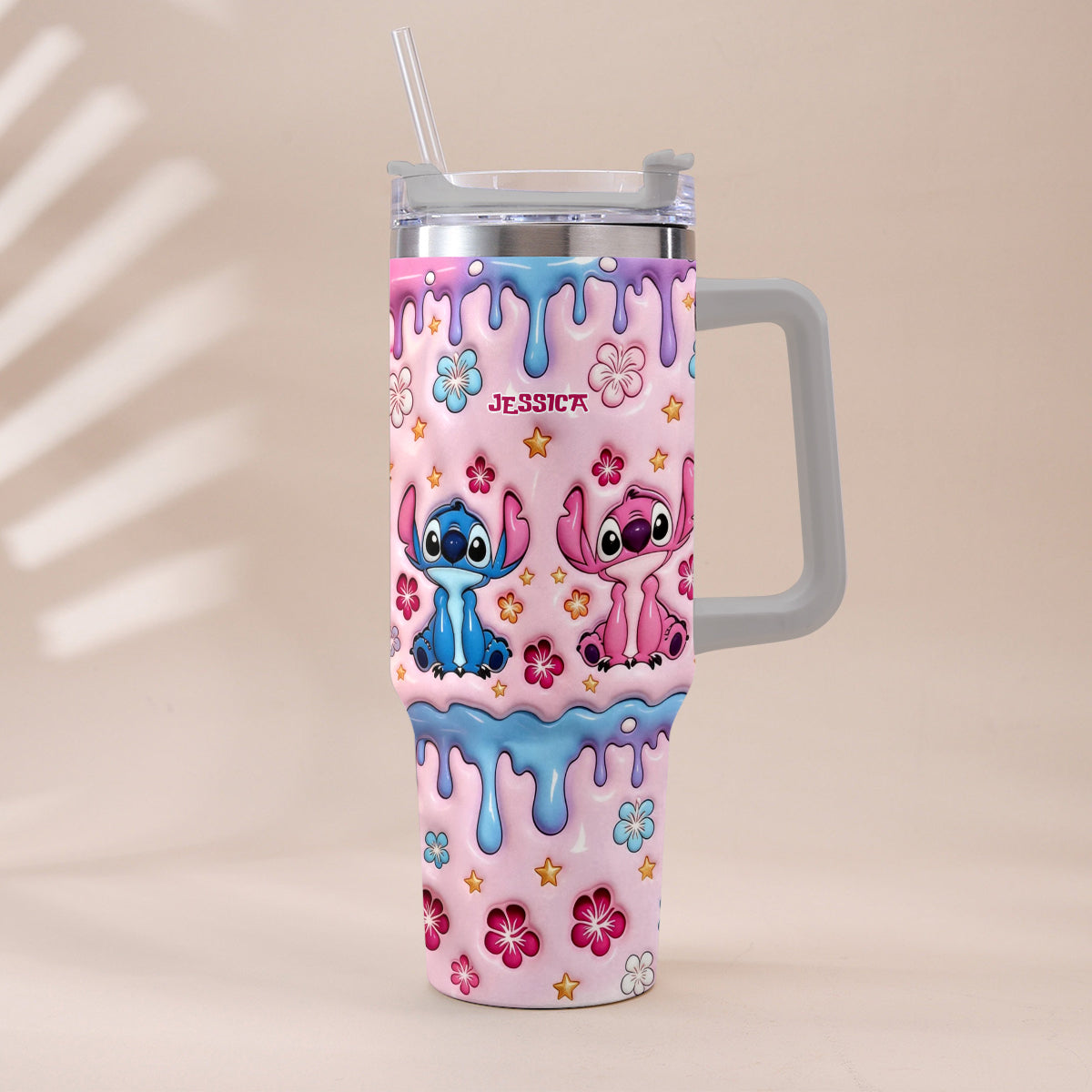 Ohana Cartoon Monster - Personalized Ohana Tumbler With Plush Charm