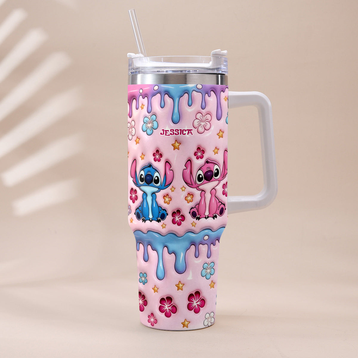 Ohana Cartoon Monster - Personalized Ohana Tumbler With Plush Charm