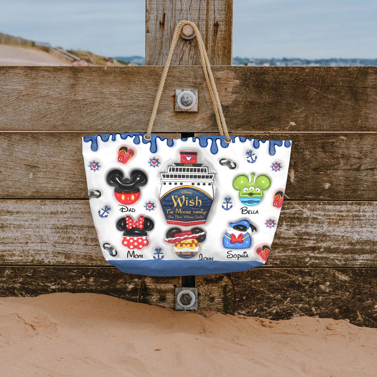 Family Cruising Trip - Personalized Mouse Beach Bag