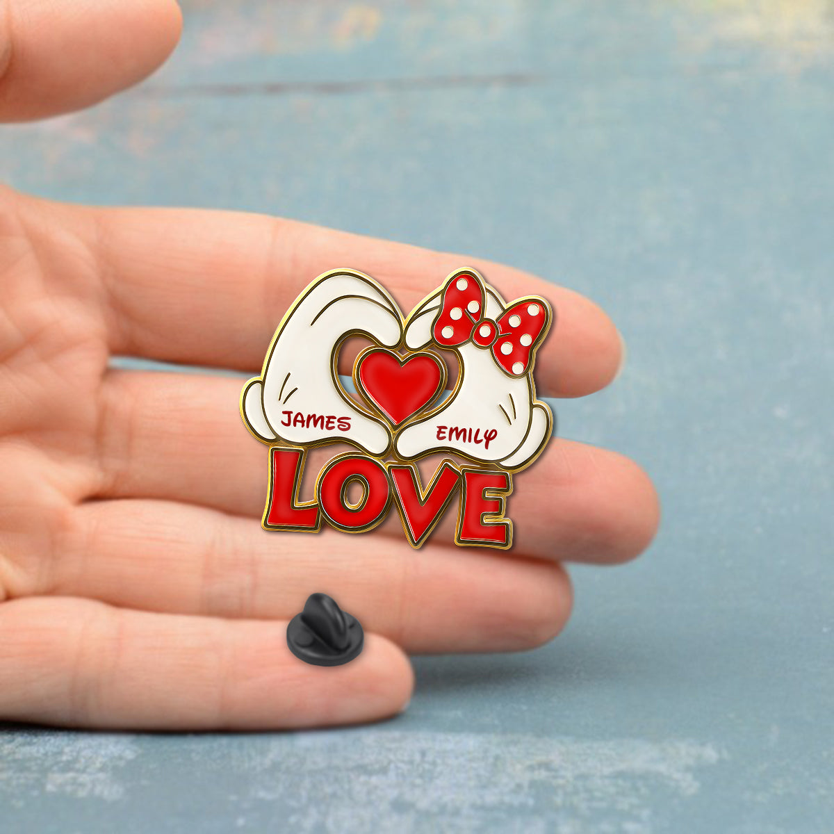 Couple Mouse Hands Heart Shape - Personalized Mouse Pin