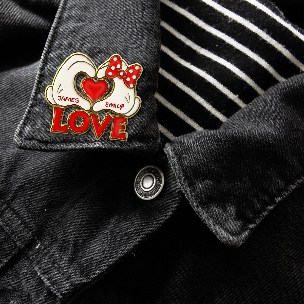 Couple Mouse Hands Heart Shape - Personalized Mouse Pin