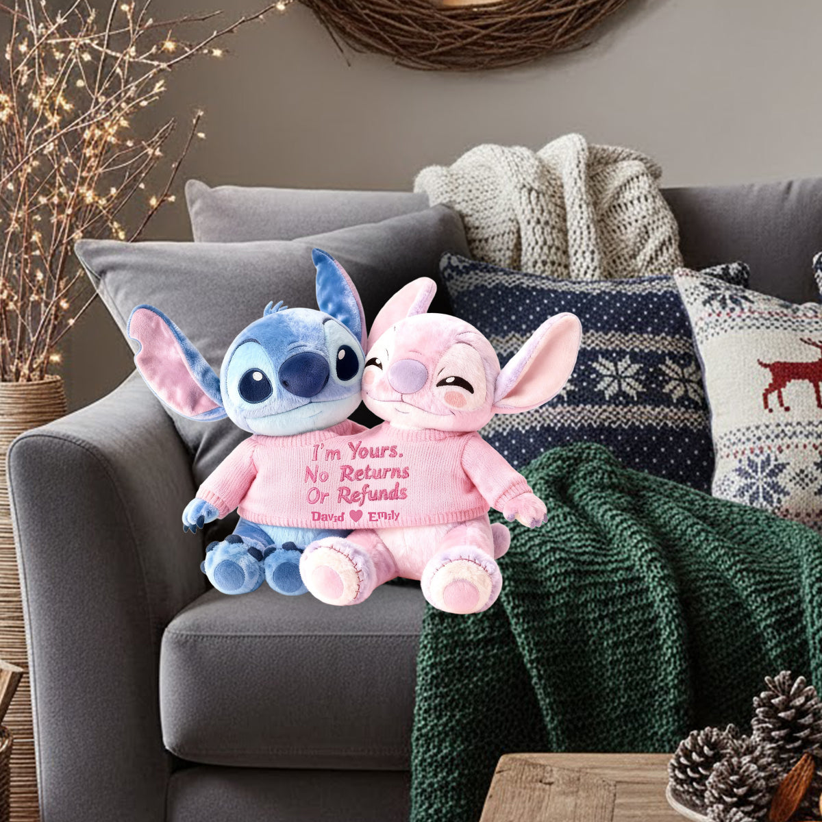 I'm Yours No Returns Or Refunds - Personalized Ohana Faux Fur Shaped Pillow