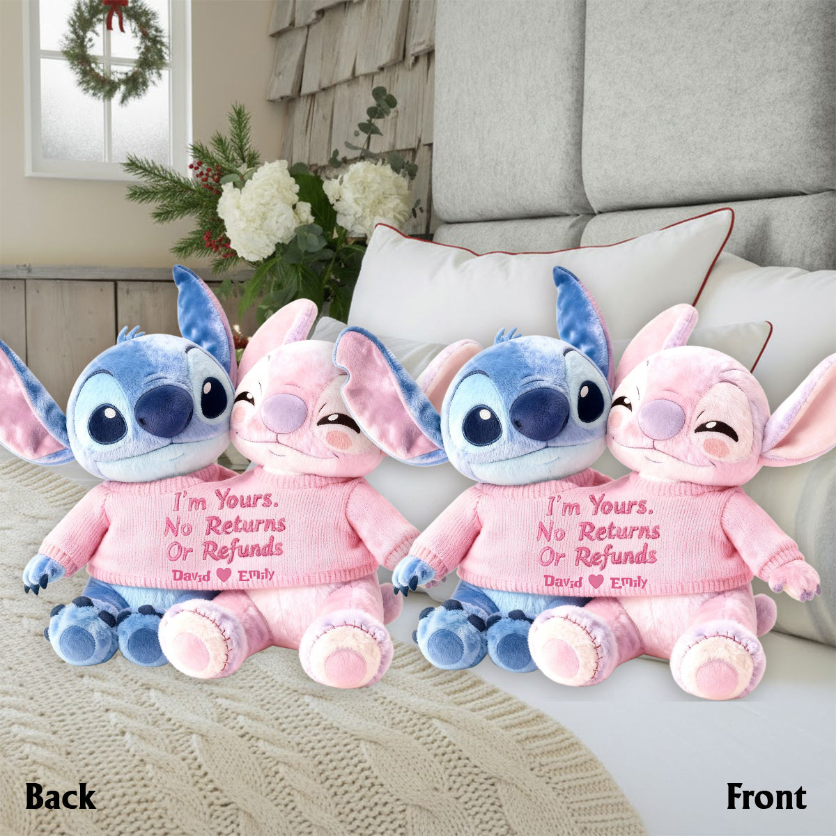I'm Yours No Returns Or Refunds - Personalized Ohana Faux Fur Shaped Pillow