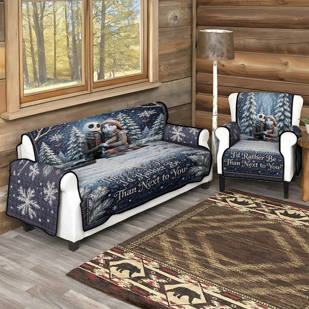 There’s No Place I’d Rather Be Than Next to You - Personalized Nightmare Quilted Sofa/Couch Cover