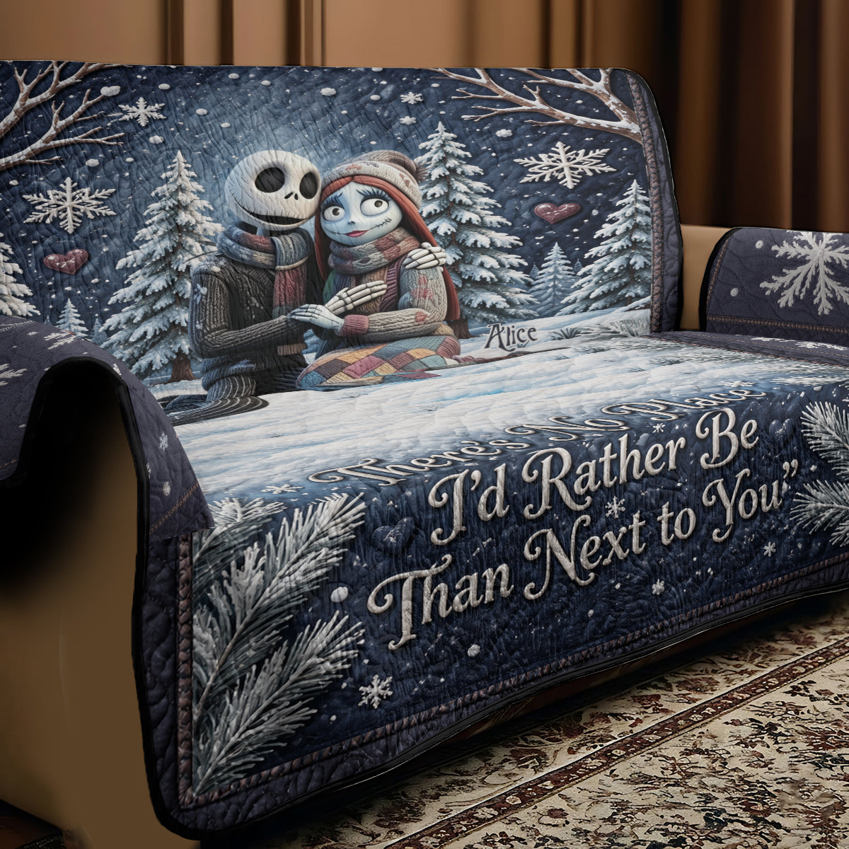 There’s No Place I’d Rather Be Than Next to You - Personalized Nightmare Quilted Sofa/Couch Cover