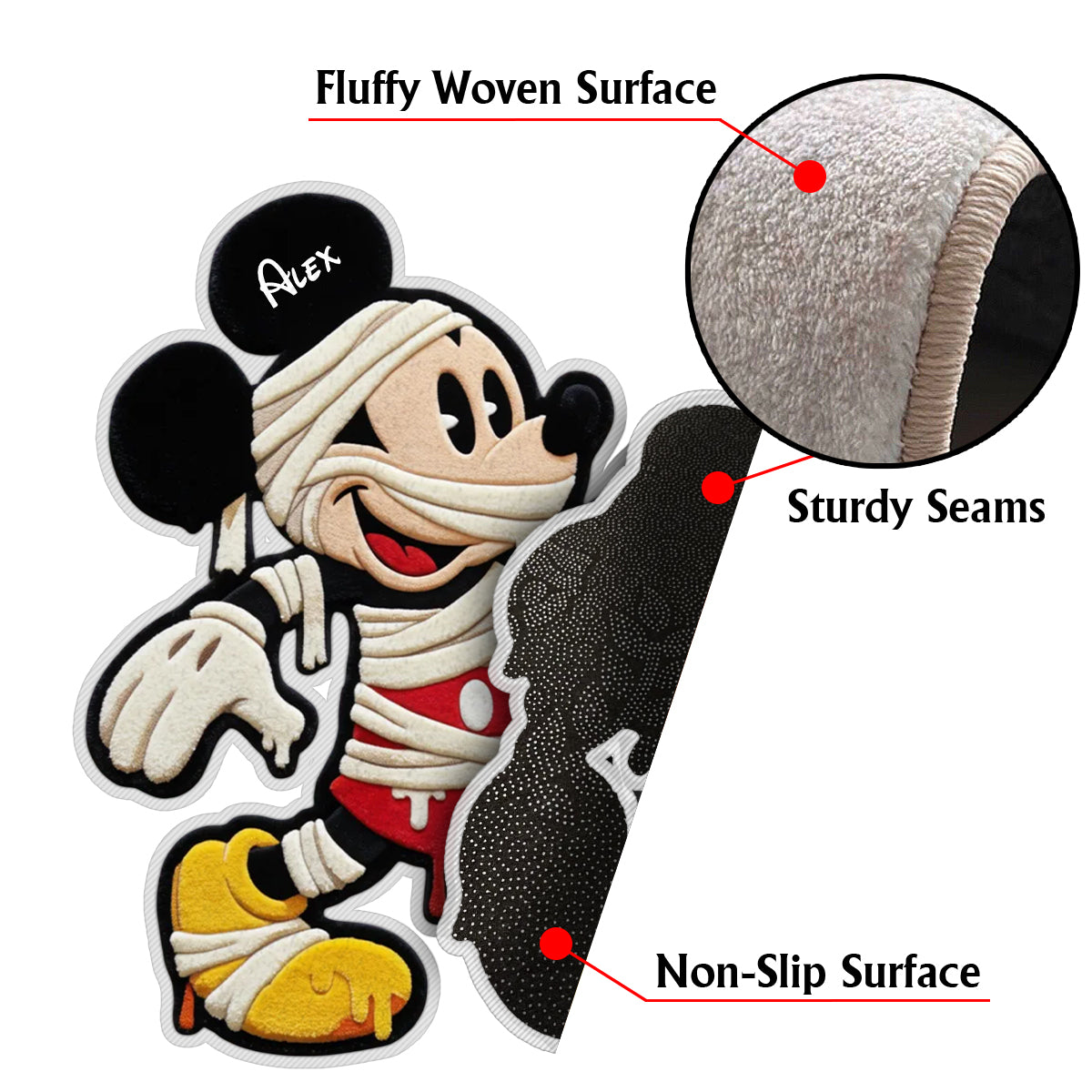 Spooky Halloween - Personalized Mouse Non-Slip Tufted Rug