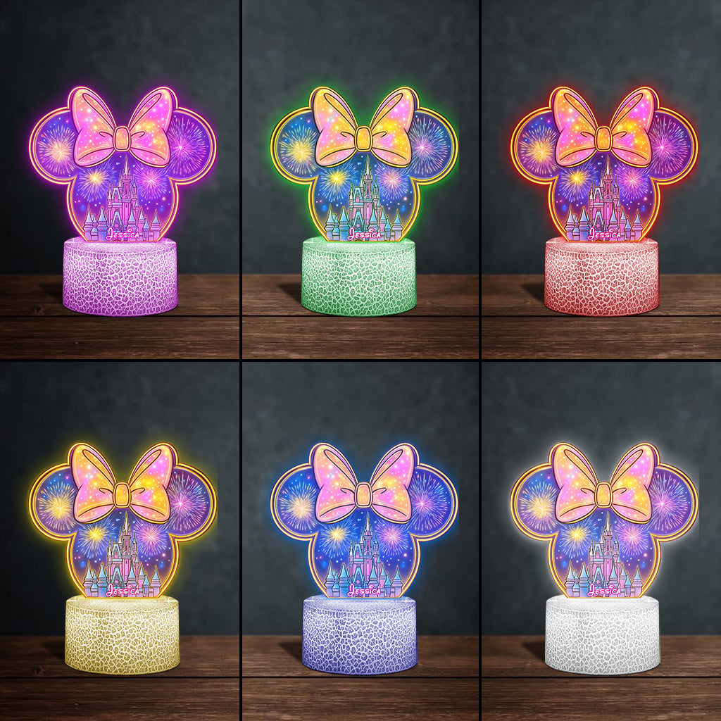 Magic Mouse Castle - Bedroom Decor For Girl - Personalized Kid Shaped Plaque Light Base