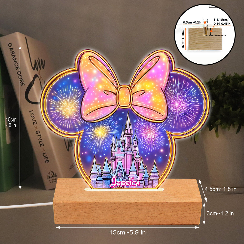 Magic Mouse Castle - Bedroom Decor For Girl - Personalized Kid Shaped Plaque Light Base