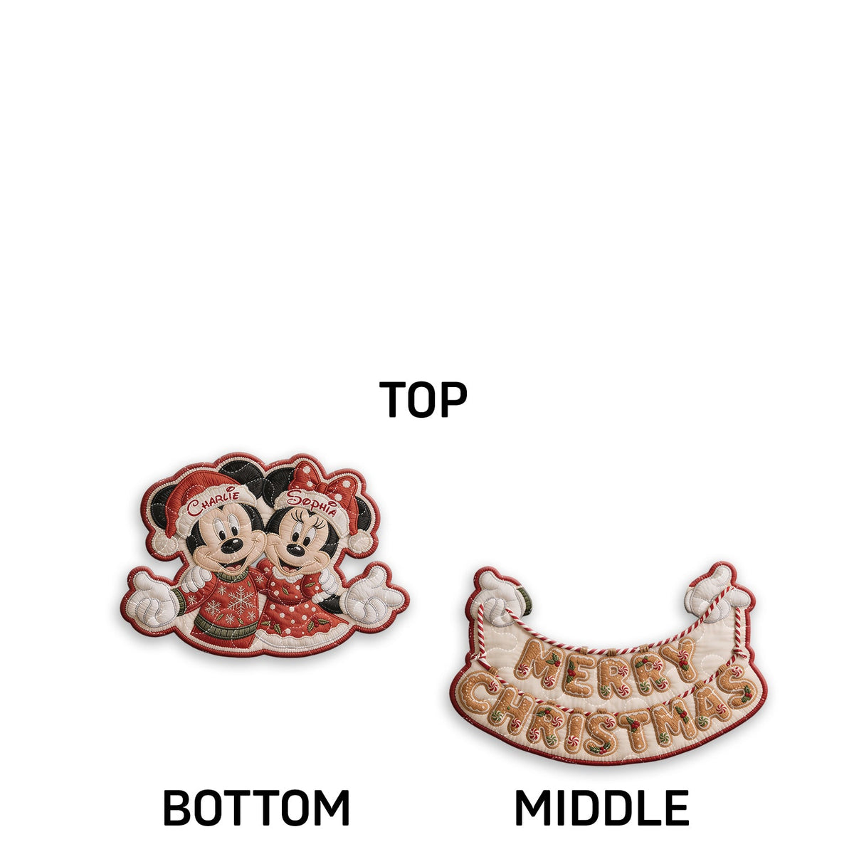 Merry Christmas Mouse Couple Gift - Personalized Mouse Quilted Door Hanger