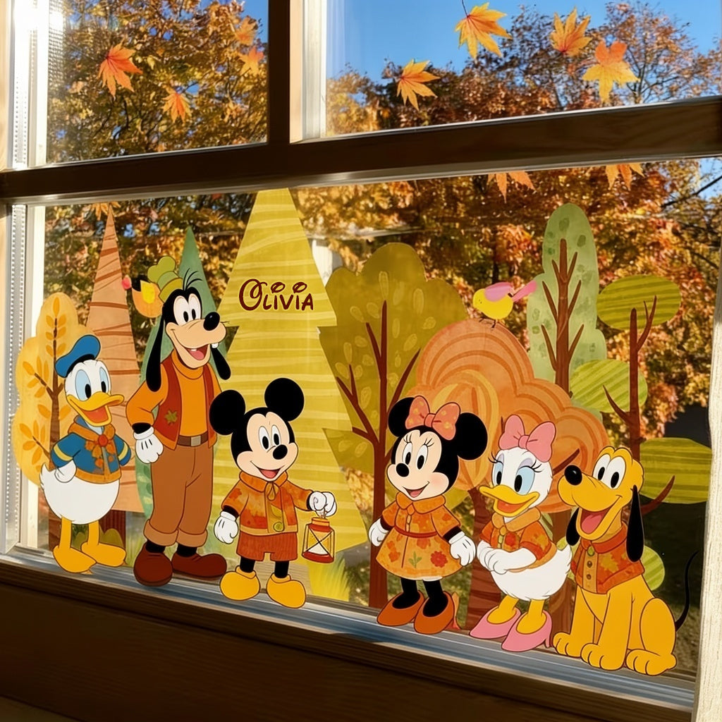 Magical Friends Fall Window Decoration - Personalized Mouse Decal Die Cut