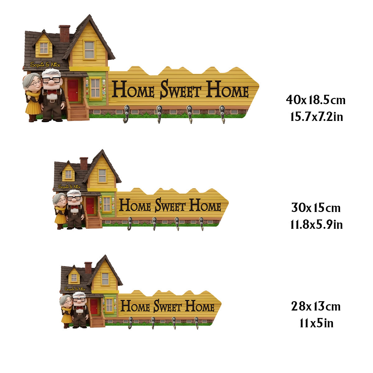 Home Sweet Home - Personalized Couple Custom Shaped Key Rack
