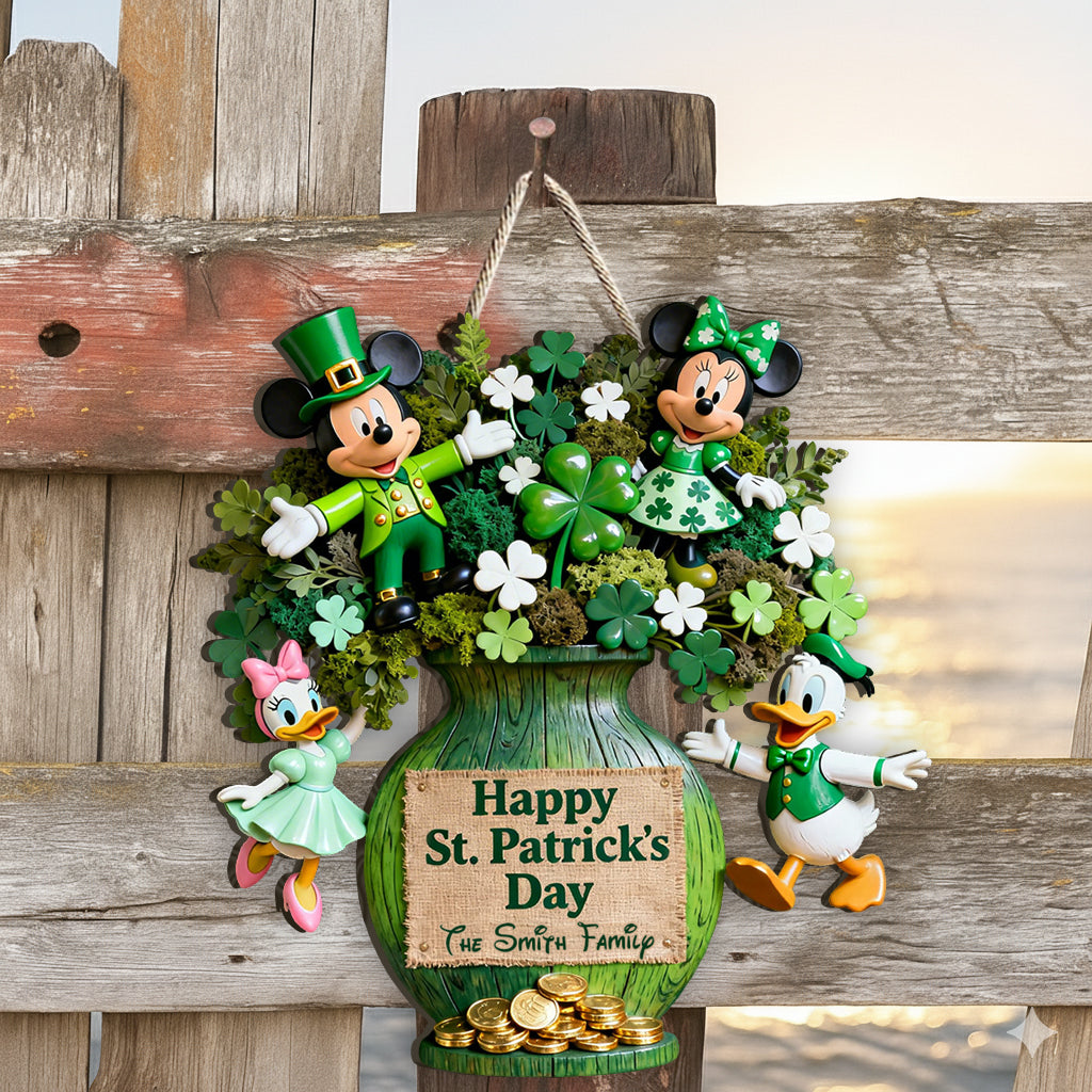 Happy Pt.Patrick Day - Personalized Mouse Custom Shaped Wood Sign