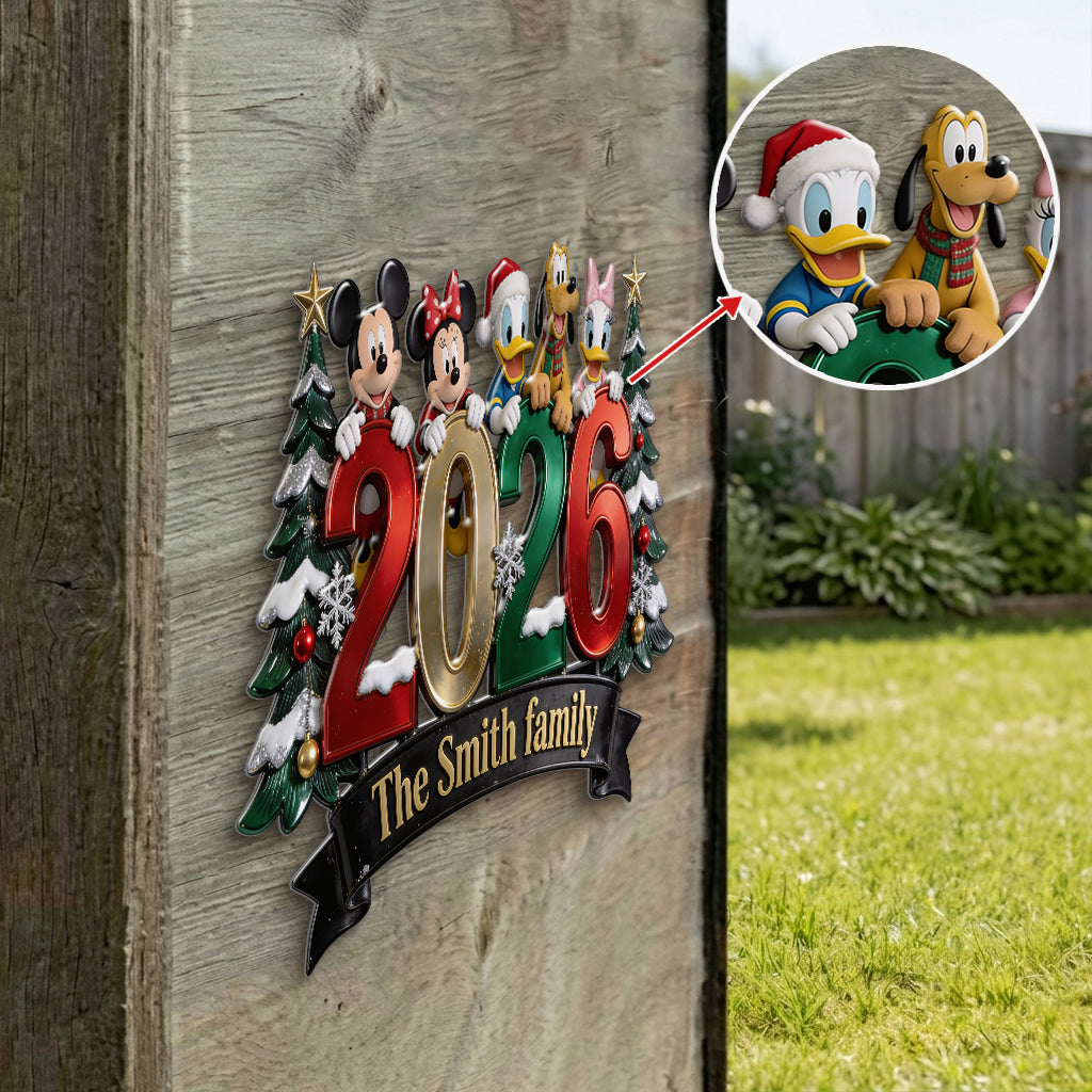 Merry Christmas - Personalized Mouse 3D Printed Cut Metal Sign