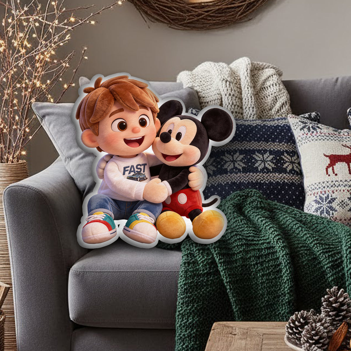 Magical Hugs - Personalized Mouse Faux Fur Shaped Pillow