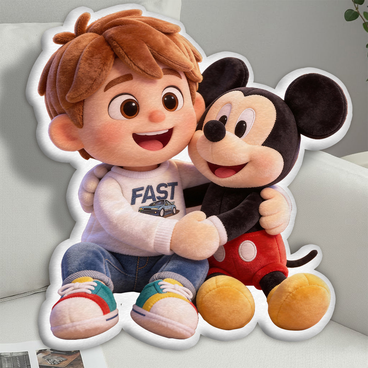 Magical Hugs - Personalized Mouse Faux Fur Shaped Pillow