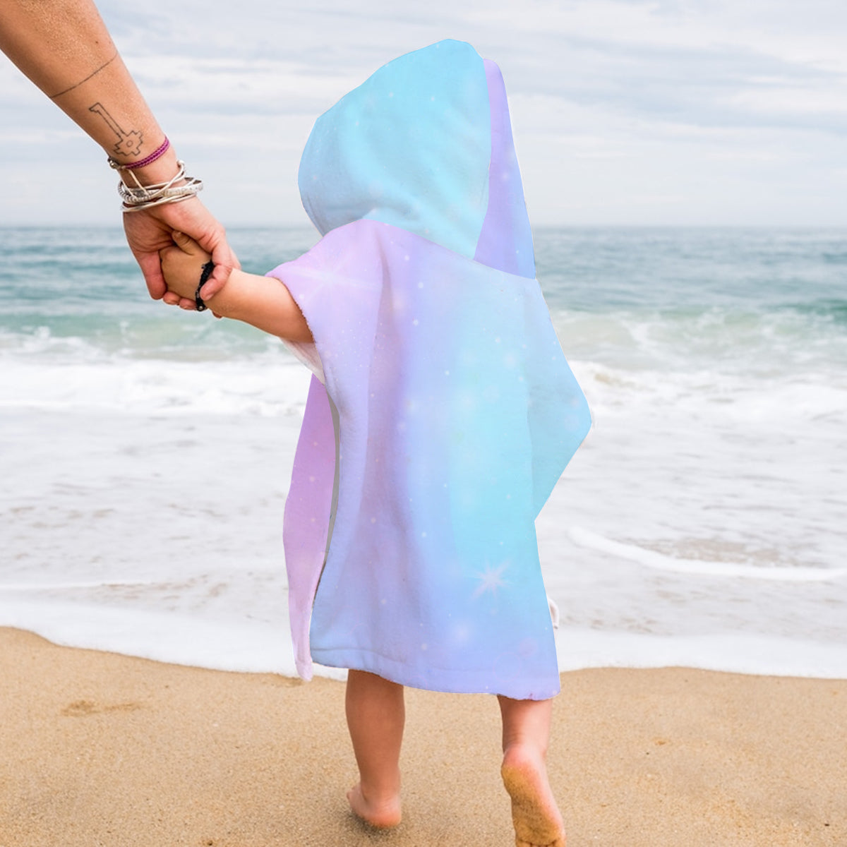 Ohana Alphabet Summer Vibe - Personalized Ohana Kid Hooded Towel Poncho