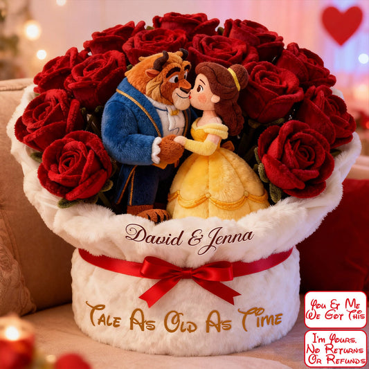 Tale As Old As Time - Personalized Beauty And The Beast Faux Fur Shaped Pillow