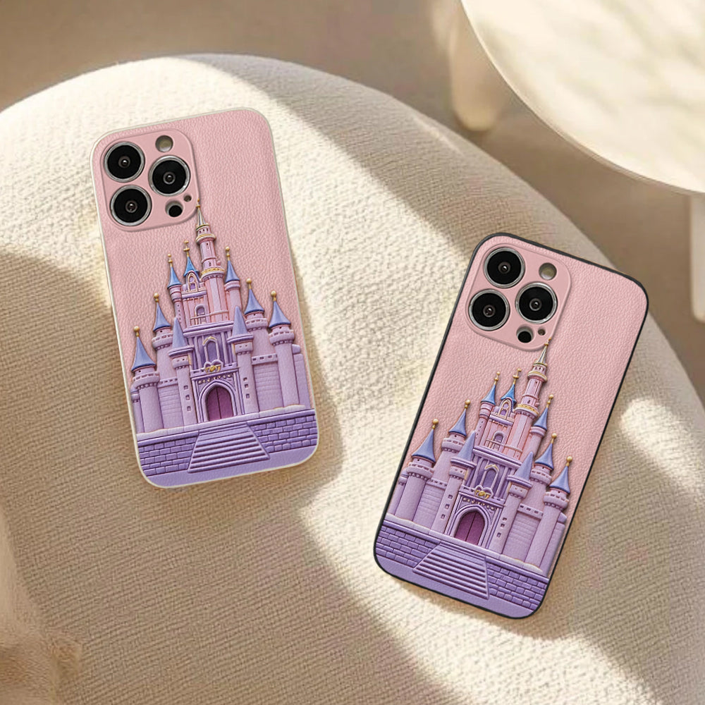 Magical Castle Friends Leather Phone Case & Charm Set - Personalized Mouse 3D Embossed Leather Phone Case