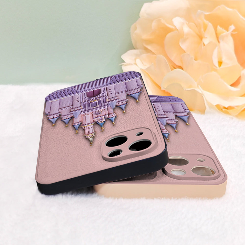 Magical Castle Friends Leather Phone Case & Charm Set - Personalized Mouse 3D Embossed Leather Phone Case