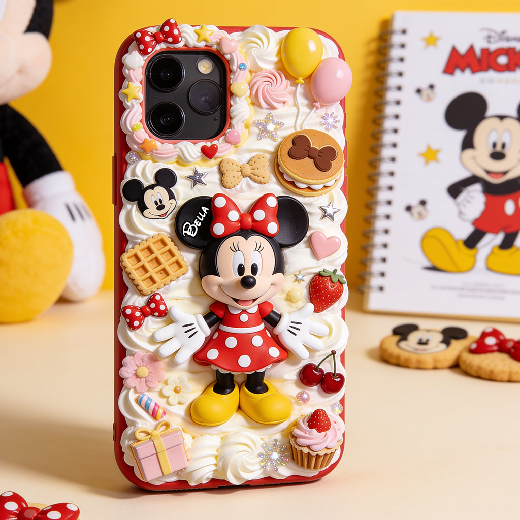 Sweet Magic - Personalized Mouse 3D Embossed Leather Phone Case