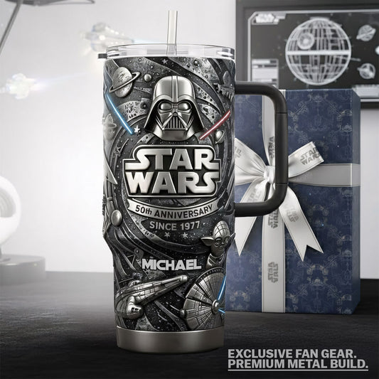 Galaxy Star War Anniversary - Personalized The Force Tumbler With Handle