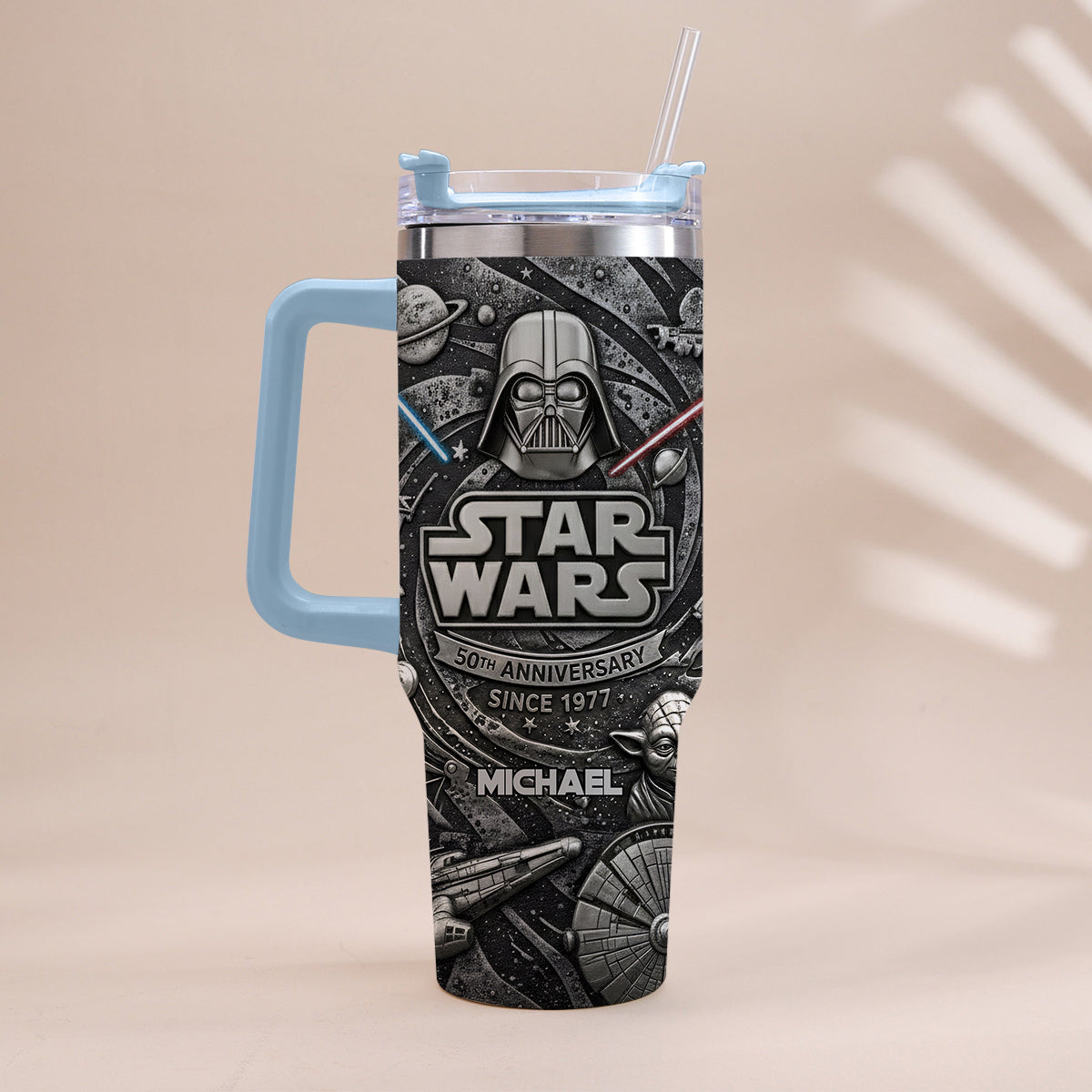 Galaxy Star War Anniversary - Personalized The Force Tumbler With Handle