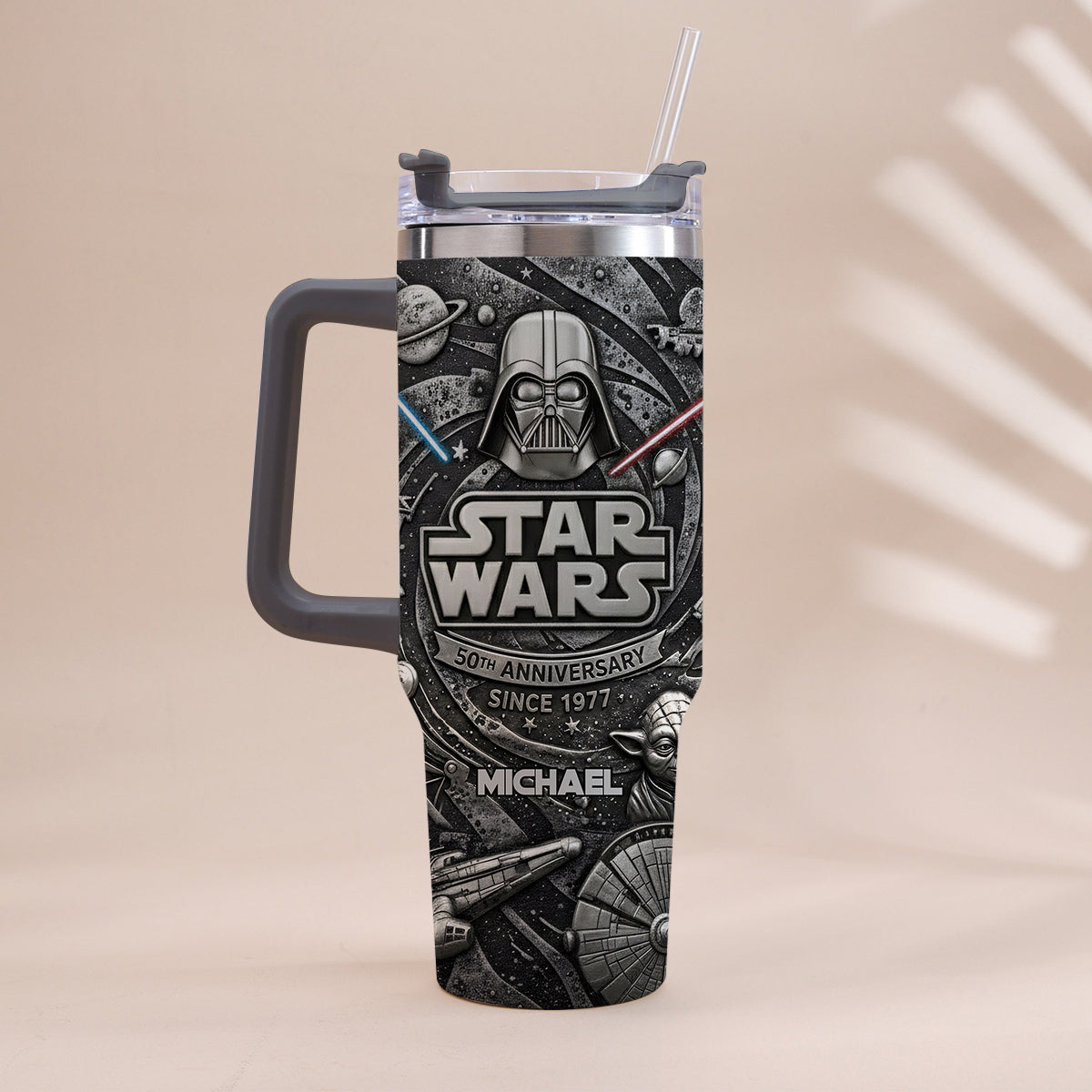 Galaxy Star War Anniversary - Personalized The Force Tumbler With Handle