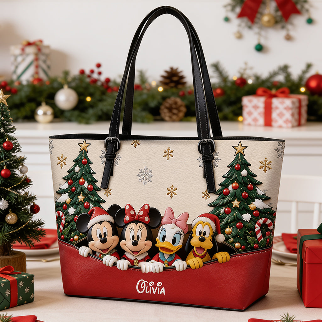 Merry Christmas - Personalized Mouse Leather Bag