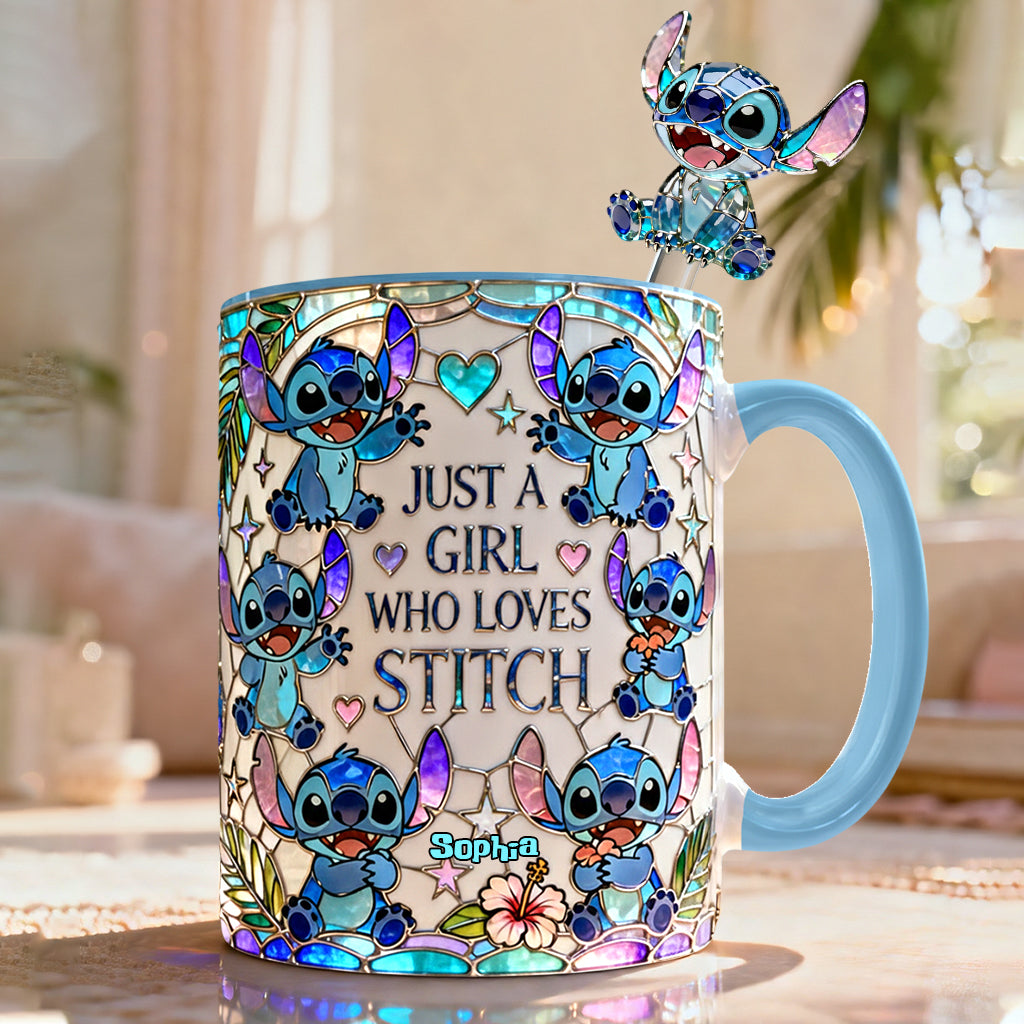 Just A Girl Who Loves Stitch - Personalized Ohana Set Accent Mug with Acrylic Stirrers
