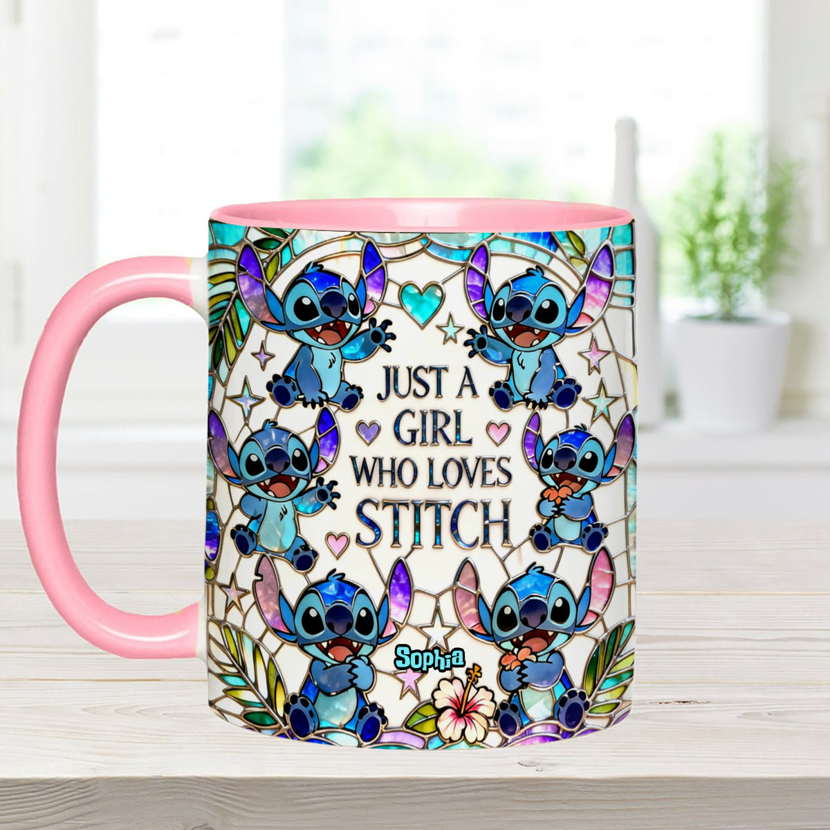 Just A Girl Who Loves Stitch - Personalized Ohana Set Accent Mug with Acrylic Stirrers
