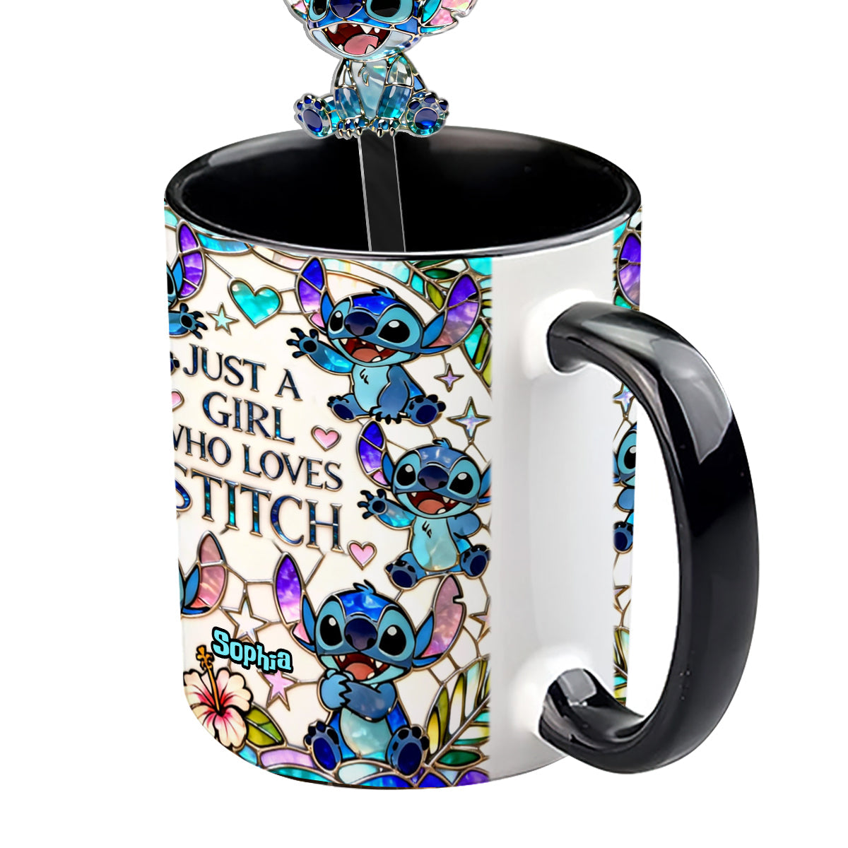 Just A Girl Who Loves Stitch - Personalized Ohana Set Accent Mug with Acrylic Stirrers