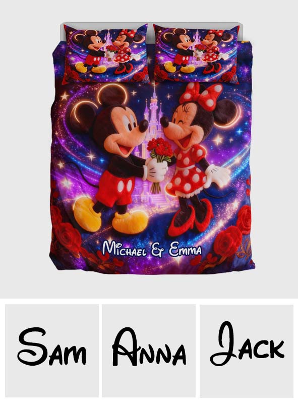 Magical Cartoon Mouse Couple - Personalized Mouse Bedding Set