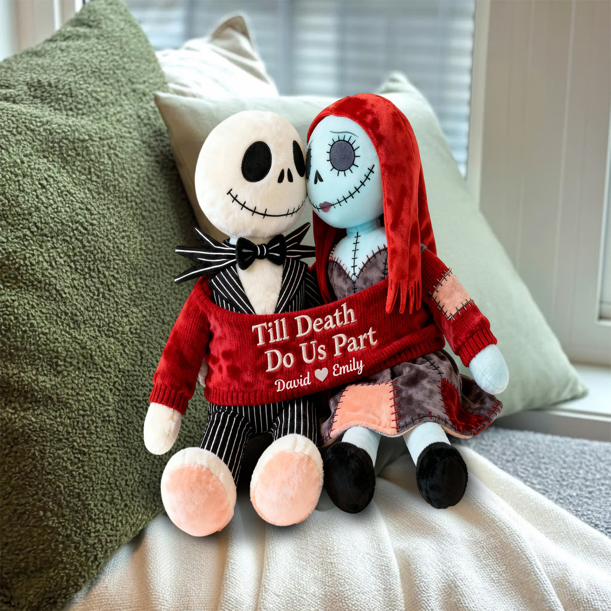 Till Death Do Us Part - Personalized Nightmare Faux Fur Shaped Pillow