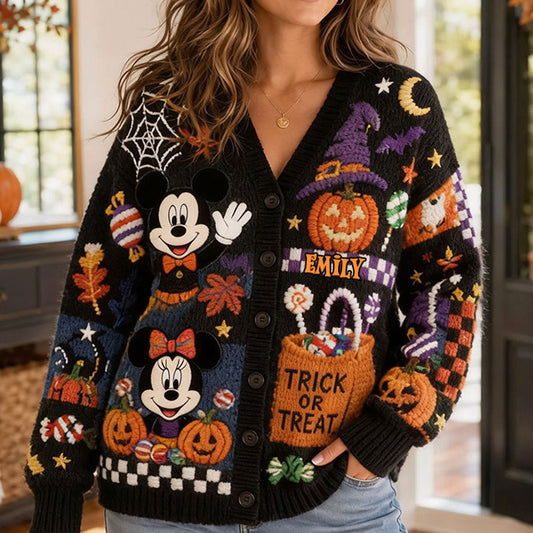 Trick Or Treat - Personalized Mouse Cardigan Sweater