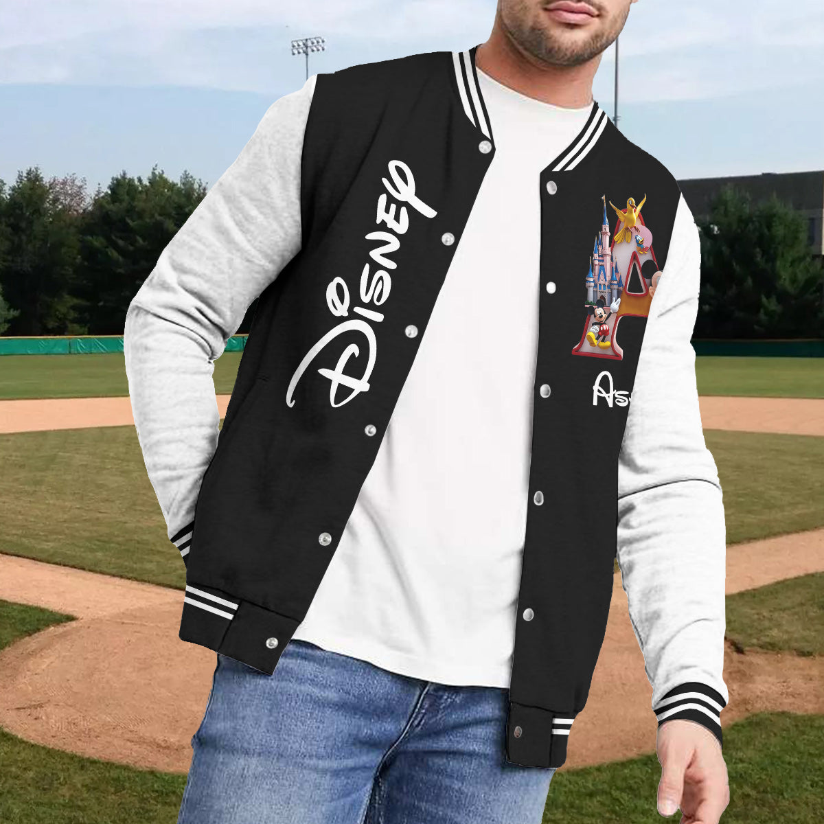 Magical Initial Letter - Personalized Mouse Varsity Jacket