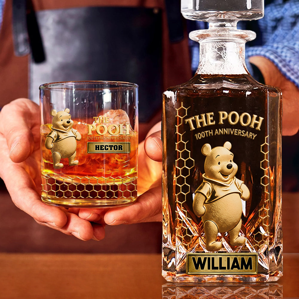 Forever A Friend - Personalized Yellow Bear Whiskey Decanter Set