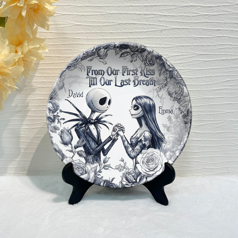 From Our First Kiss Till Our Last Breath - Personalized Nightmare Ceramic Round Plate