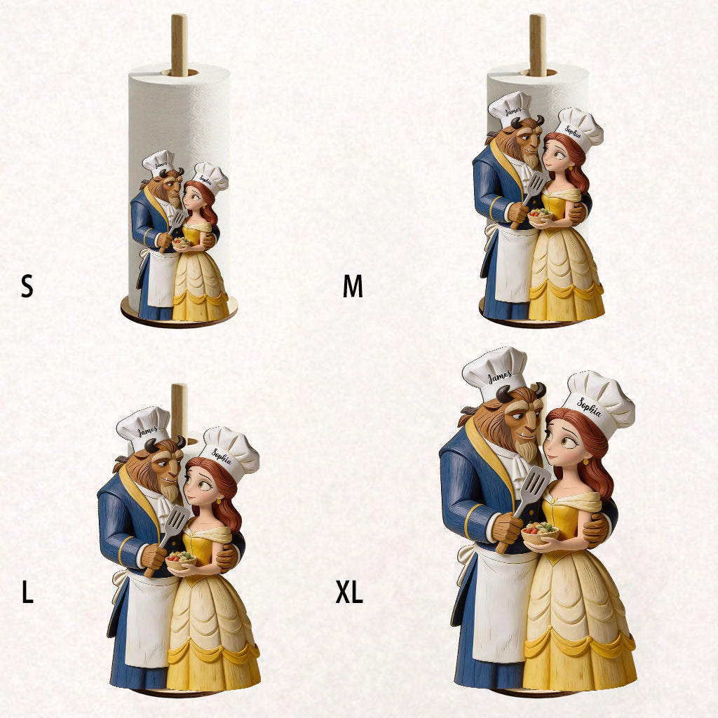 Cooking Together Gift For Couple - Personalized Beauty And The Beast Paper Towel Stand